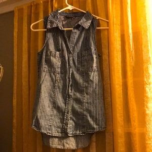 Blue and white striped rock and republic vest